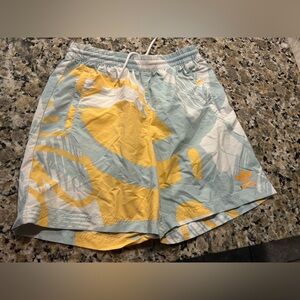 Adidas Men's Light Blue and Yellow Athletic Shorts